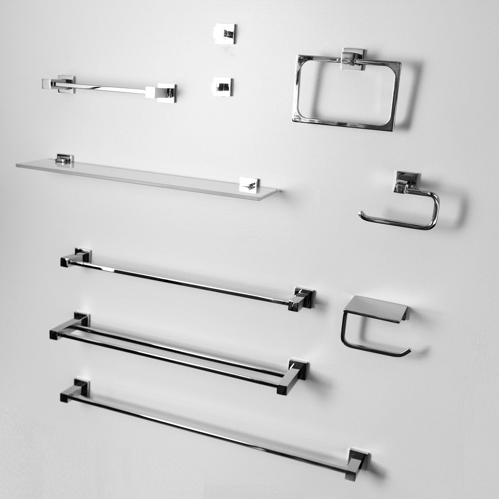 Cubic Single Towel Bar - Wall Mount - Brass/Polished Chrome