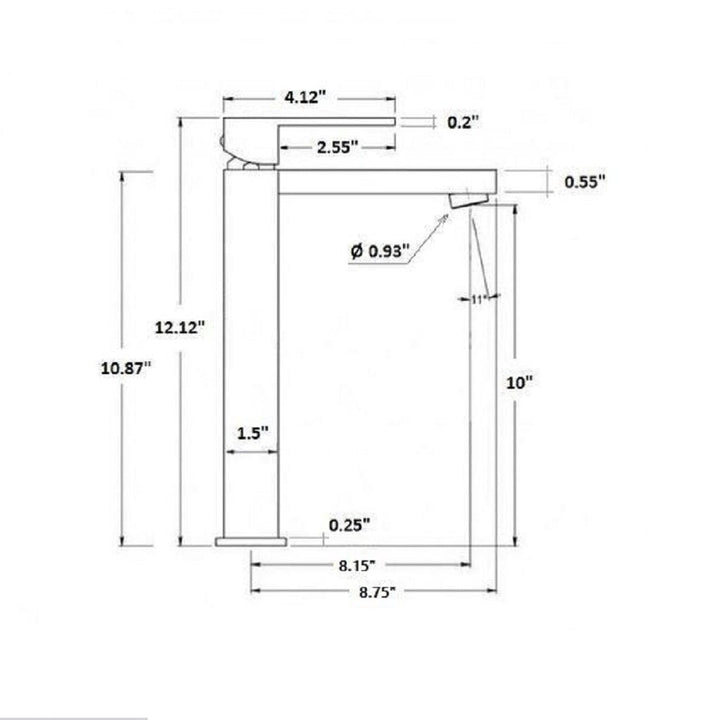 Devon Vessel Bathroom Faucet - Single Hole - 12" Brass/Matt Black