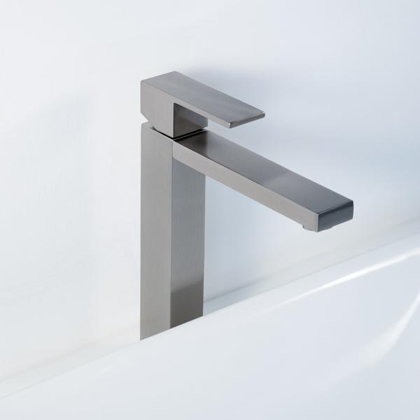 Devon Vessel Bathroom Faucet - Single Hole - 10" Brass/Brushed Nickel