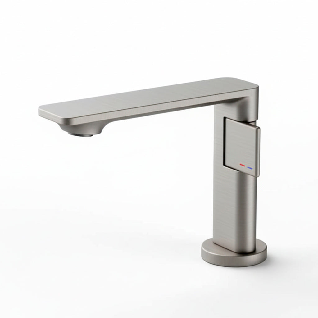 Metro Thin Bathroom Faucet - Single Hole - 5" Brass/Brushed Nickel