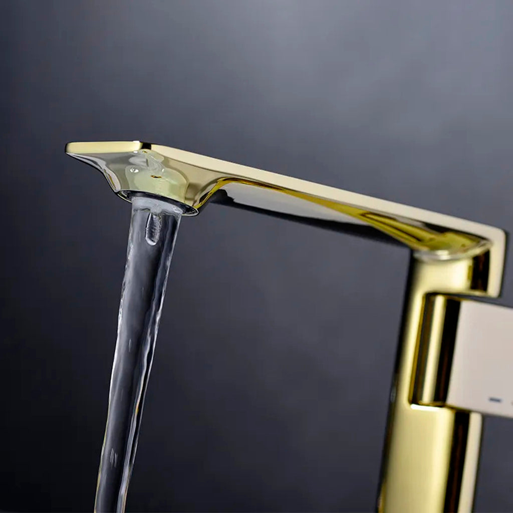 Metro Thin Bathroom Faucet - Single Hole - 5" Brass/Brushed Gold