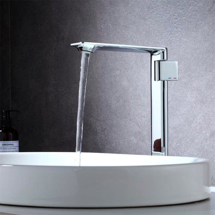 Metro Thin Vessel Sink Bathroom Faucet - Single Hole - 11" Brass/Polished Chrome