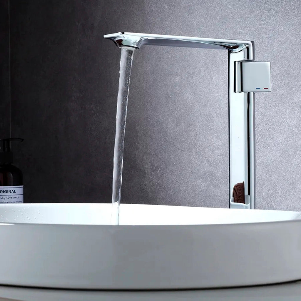 Metro Thin Vessel Sink Bathroom Faucet - Single Hole - 11" Brass/Polished Chrome