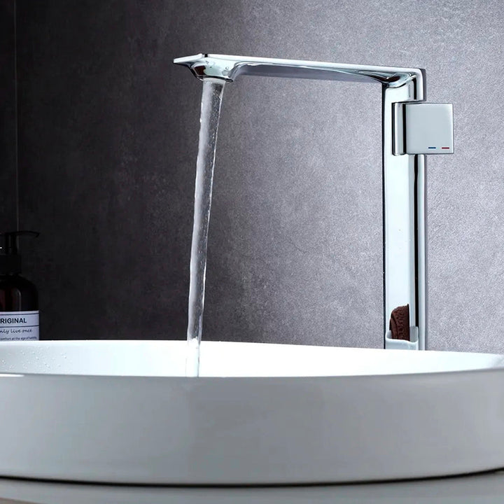 Metro Thin Vessel Sink Bathroom Faucet - Single Hole - 11" Brass/Polished Chrome