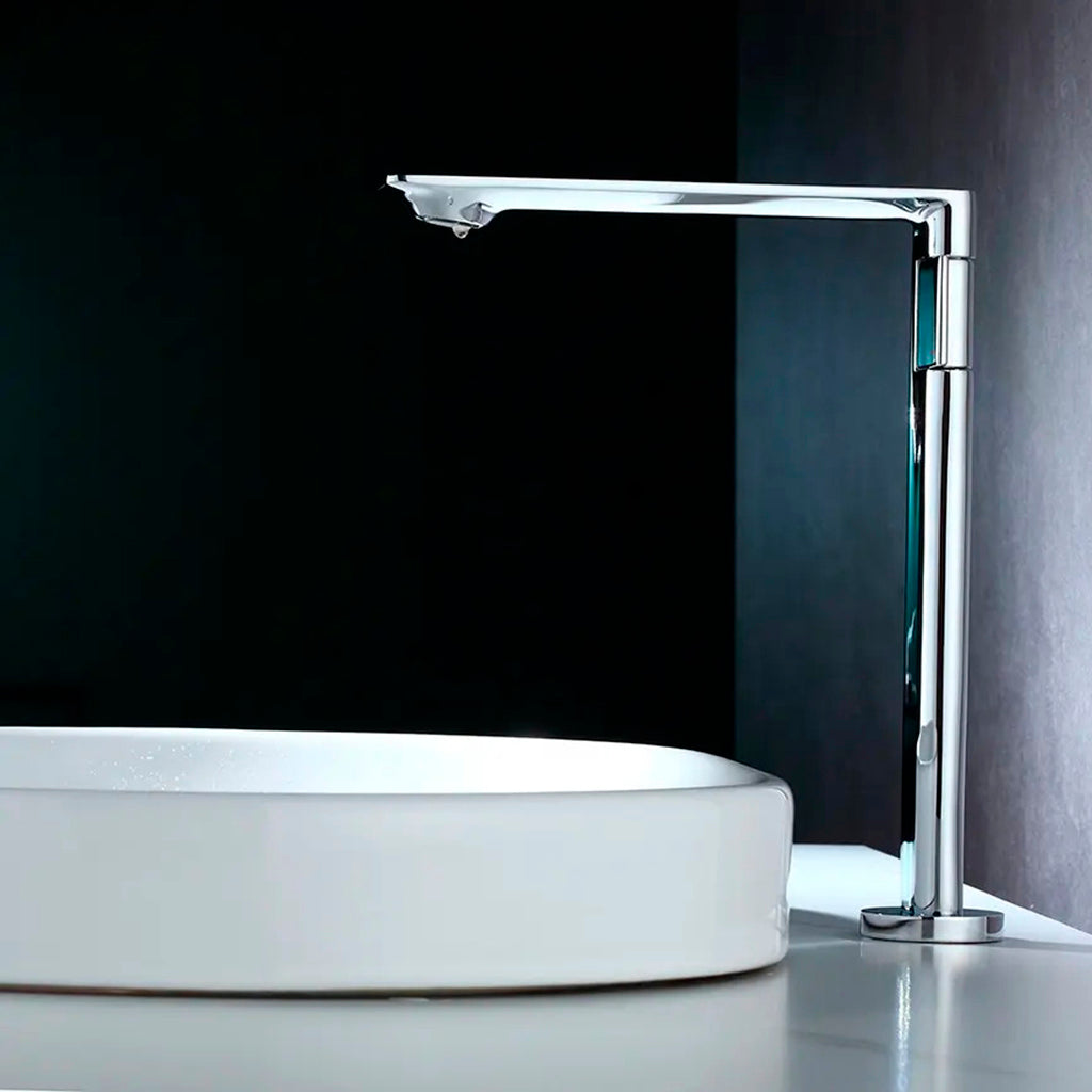 Metro Thin Vessel Sink Bathroom Faucet - Single Hole - 11" Brass/Polished Chrome