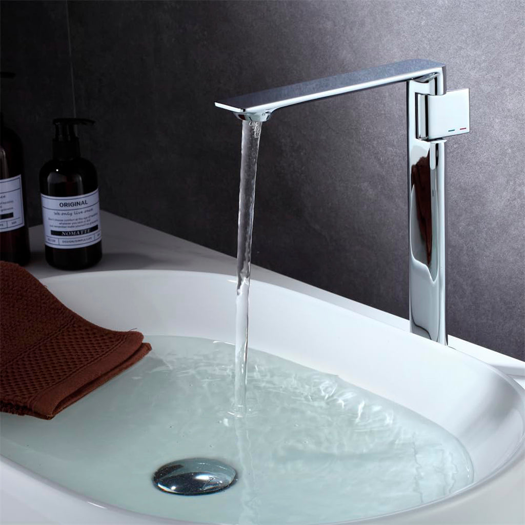 Metro Thin Vessel Sink Bathroom Faucet - Single Hole - 11" Brass/Brushed Nickel