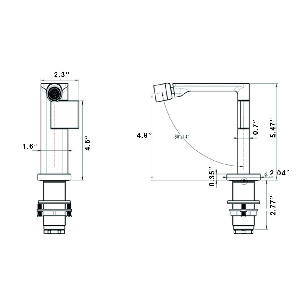 Metro Thin Bidet Faucet - Single Hole - 6" Brass/Matt Black