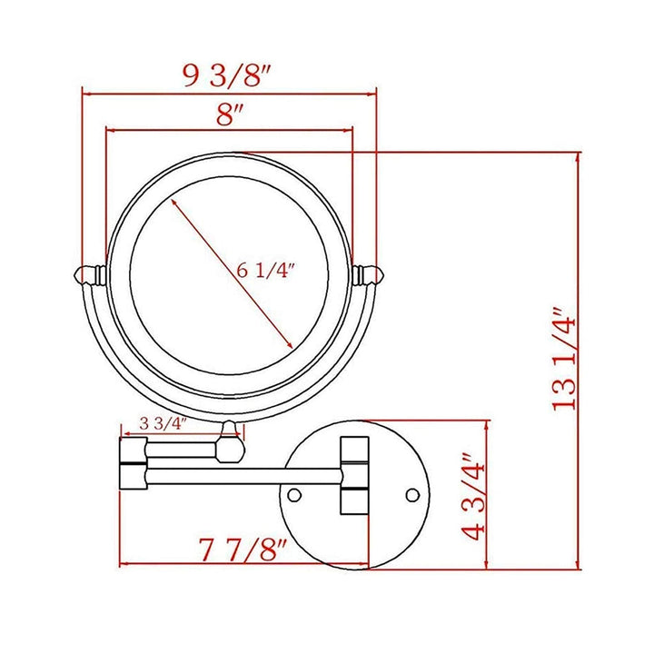 Metro Round Magnifying 10X Led Make-Up Mirror - Wall Mount - 9" Brass/Glass/Graphite
