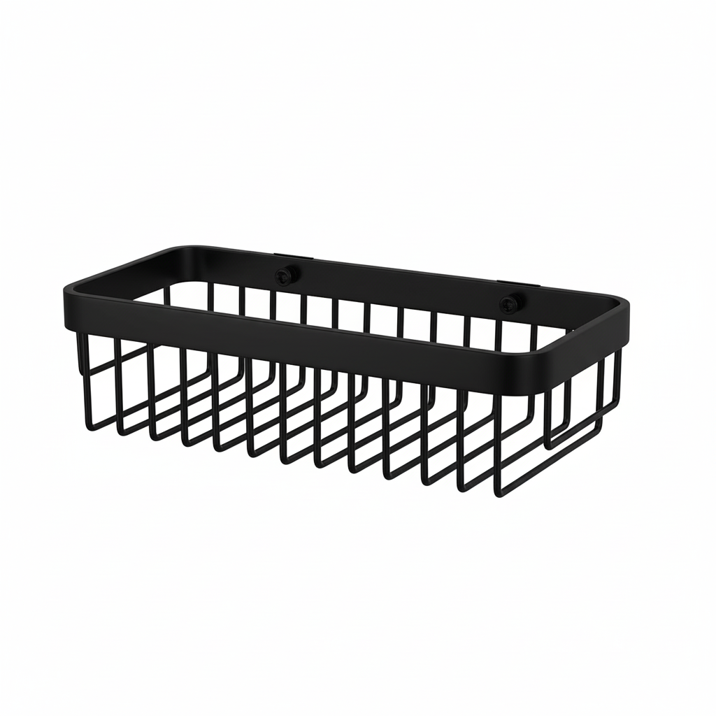 Metro Rectangular Shower Basket - Wall Mount - 12" Stainless Steel/Matt Black