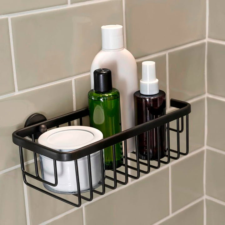 Metro Rectangular Shower Basket - Wall Mount - 12" Stainless Steel/Matt Black