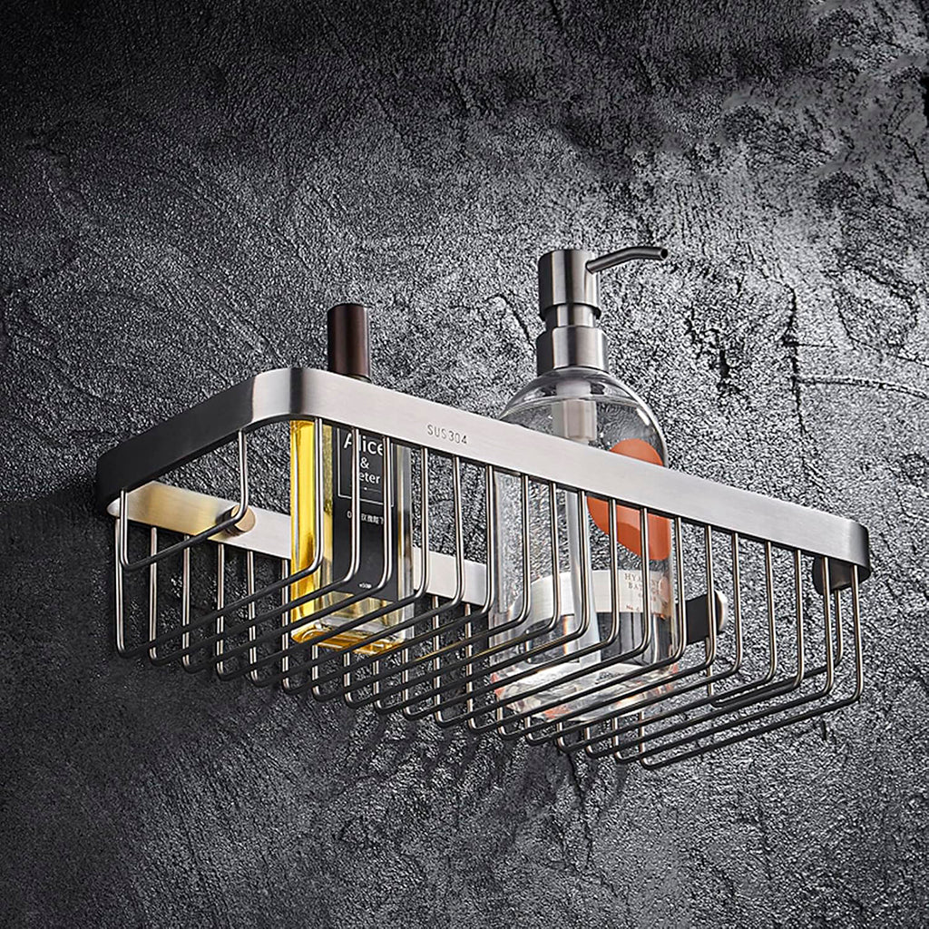 Metro Rectangular Shower Basket - Wall Mount - 12" Stainless Steel/Matt Black