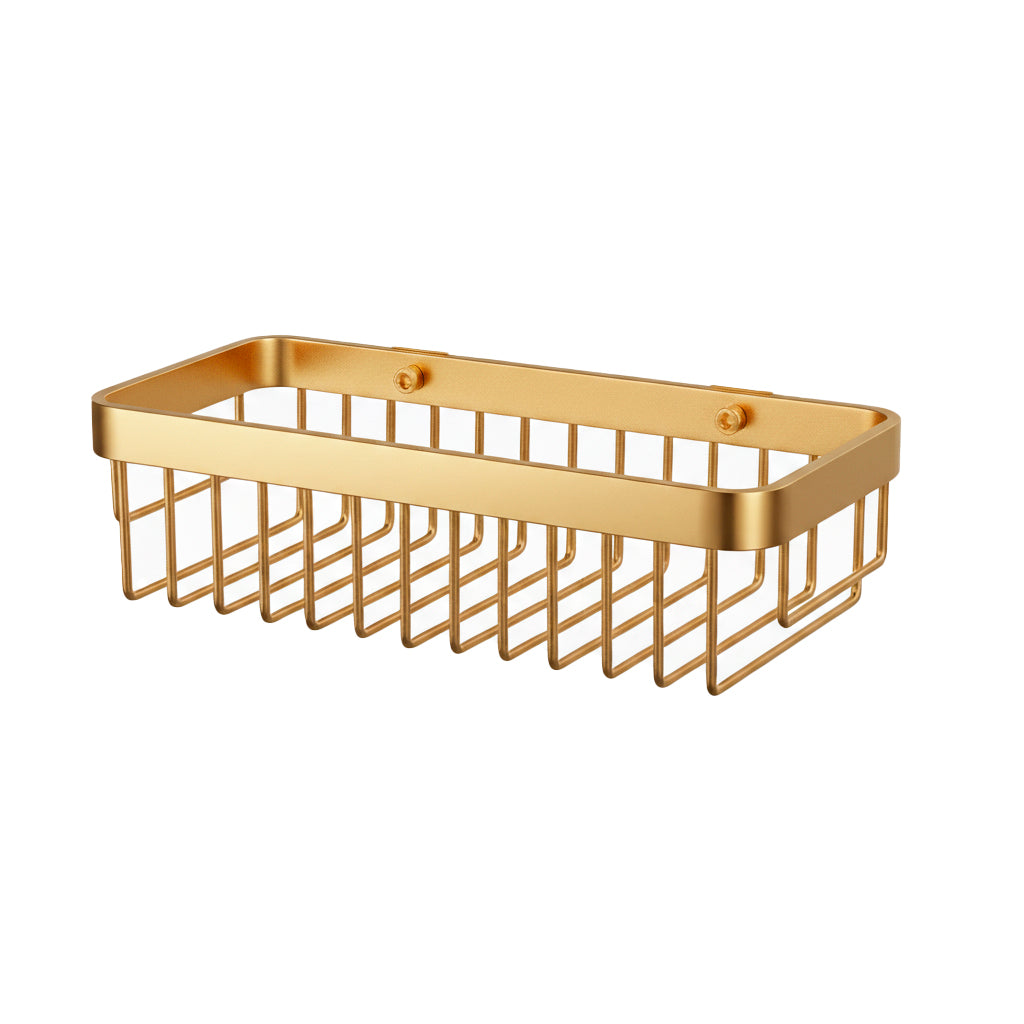 Metro Rectangular Shower Basket - Wall Mount - 12" Stainless Steel/Brushed Gold