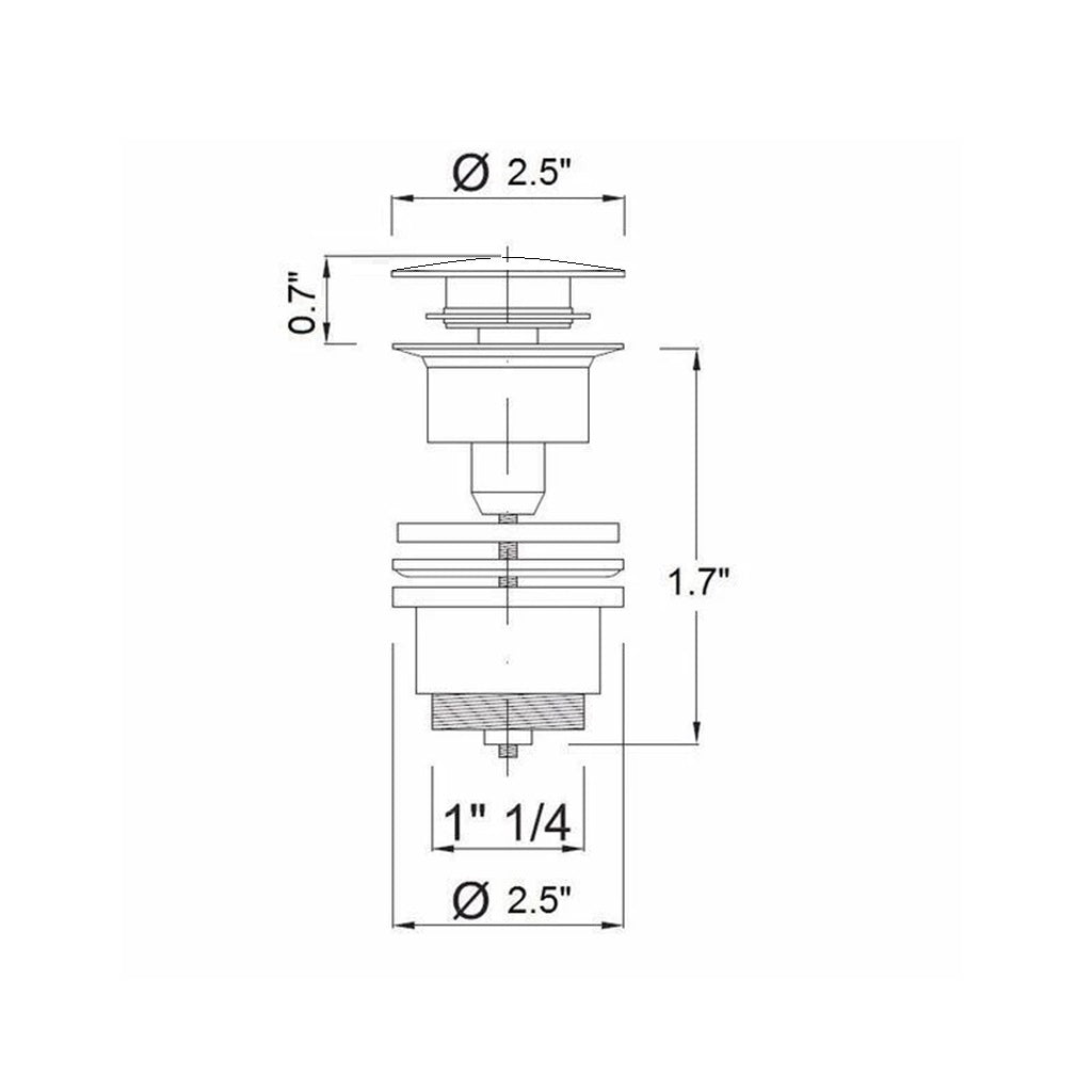 Universal Click-Clack Sink Drain - Drop-In - 2" Brass/Graphite