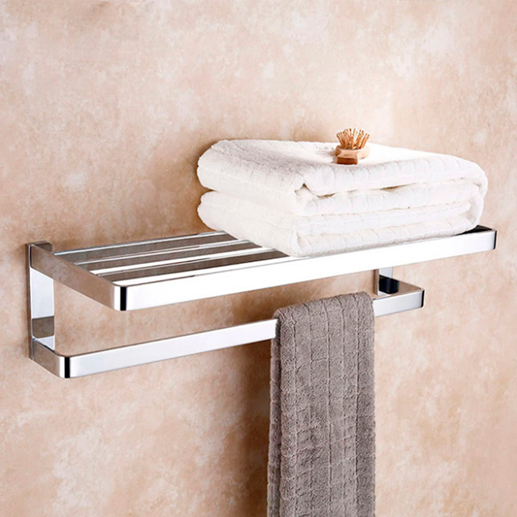 Devon Mare Towel Shelf - Wall Mount - 24" Brass/Polished Chrome