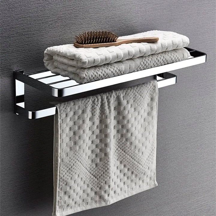 Devon Mare Towel Shelf - Wall Mount - 24" Brass/Polished Chrome