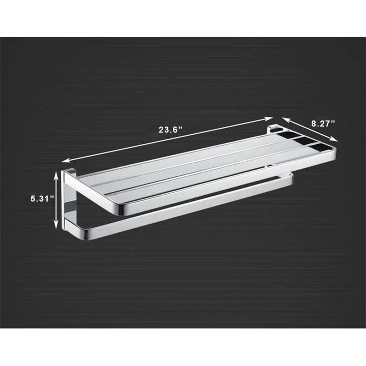 Devon Mare Towel Shelf - Wall Mount - 24" Brass/Polished Chrome