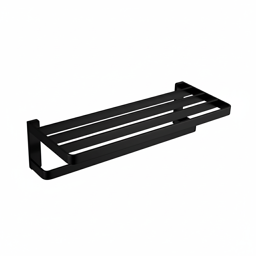 Devon Mare Towel Shelf - Wall Mount - 24" Brass/Matt Black