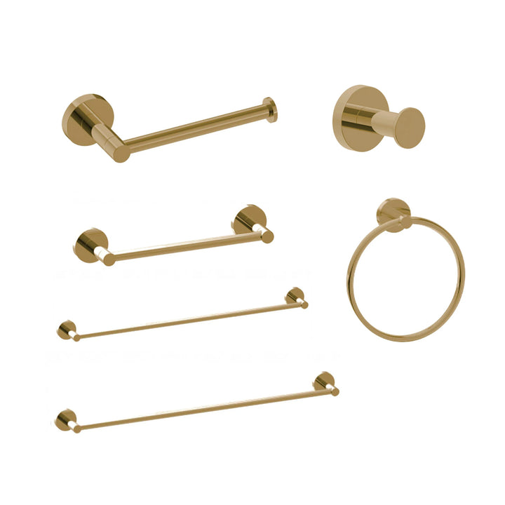 Metro Round Bathroom Accessories Set - Wall Mount - Brass/Satin Brass