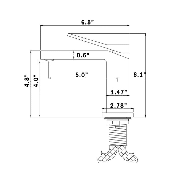 Devon Line Short Bathroom Faucet - Single Hole - 6" Brass/Gun Metal