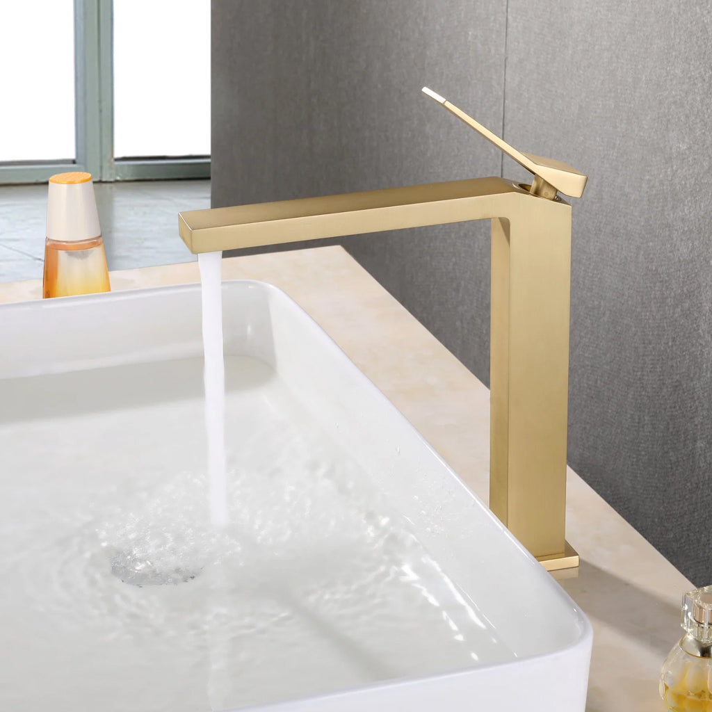 Devon Line High Bathroom Faucet - Vessel - 12" Brass/Gun Metal