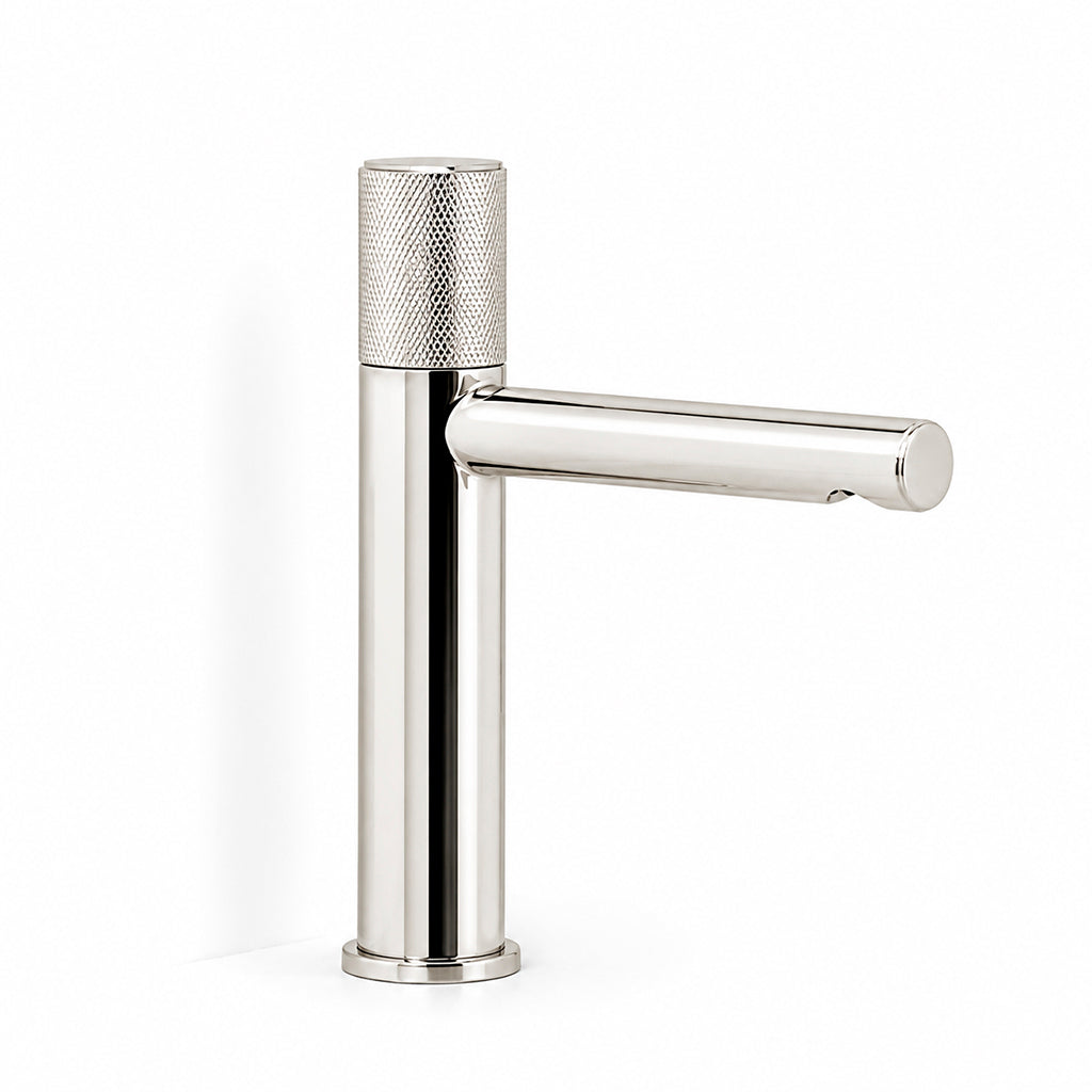 Metro Knurled Bathroom Faucet - Single Hole - 9" Brass/Polished Nickel