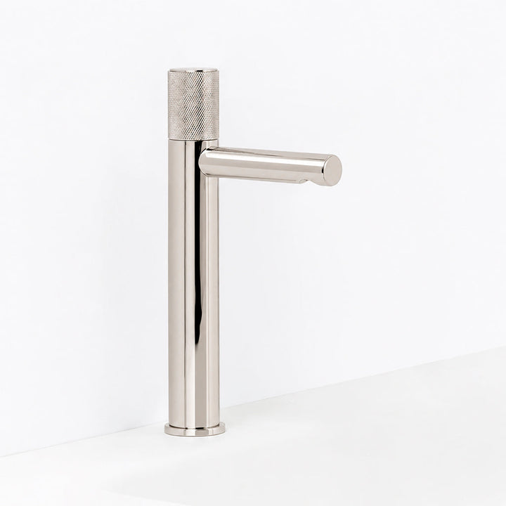 Metro Knurled Short Spout Bathroom Faucet - Vessel - 12" Brass/Polished Nickel