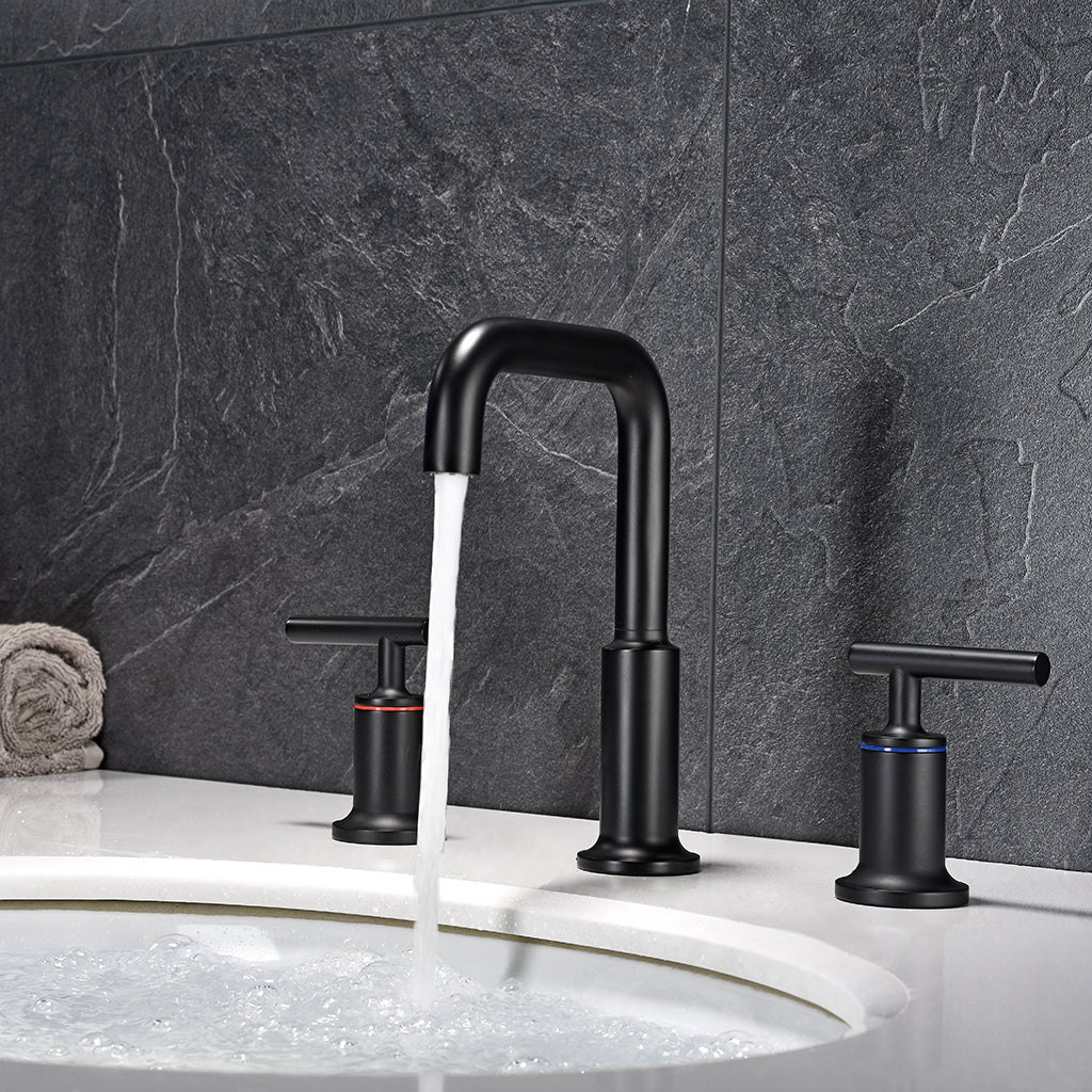 Metro Bathroom Faucet - Widespread - 8" Brass/Matt Black