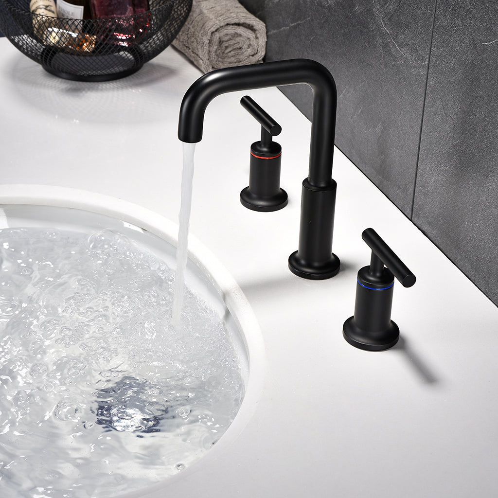 Metro Bathroom Faucet - Widespread - 8" Brass/Matt Black