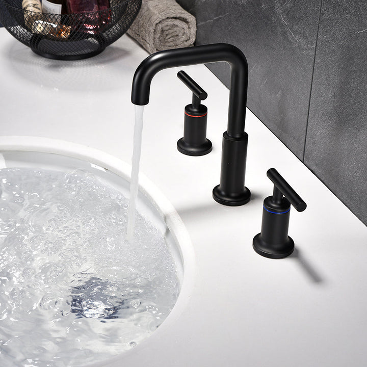 Metro Bathroom Faucet - Widespread - 8" Brass/Matt Black