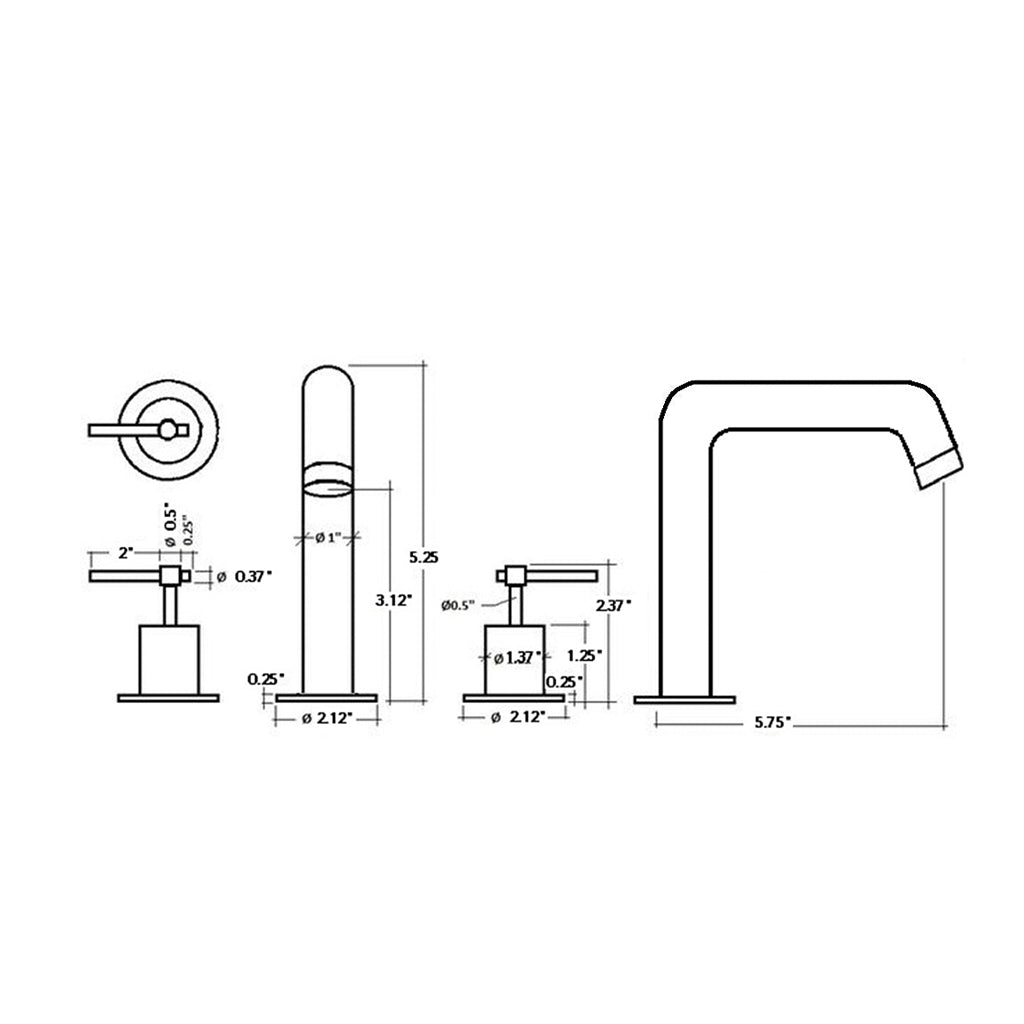 Metro Bathroom Faucet - Widespread - 5" Brass/Polished Nickel
