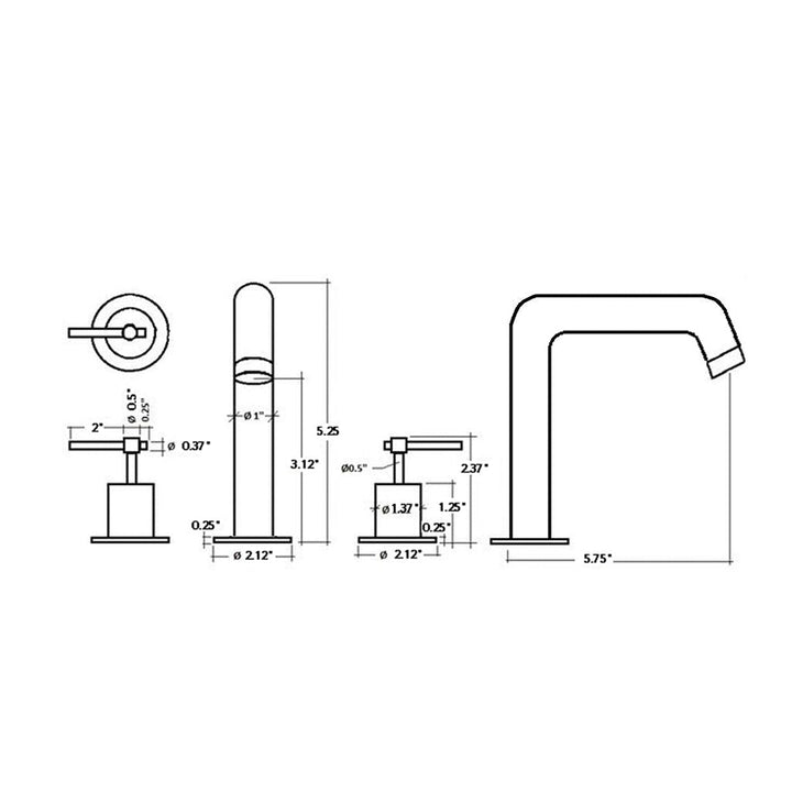 Metro Bathroom Faucet - Widespread - 5" Brass/Polished Nickel