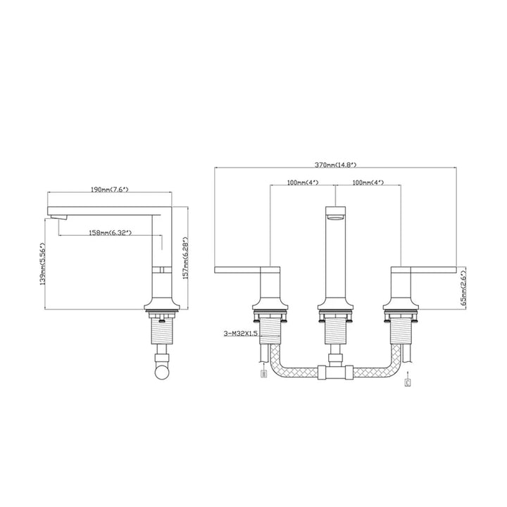 Metro Soho Bathroom Faucet - Widespread - 8" Brass/Polished Nickel