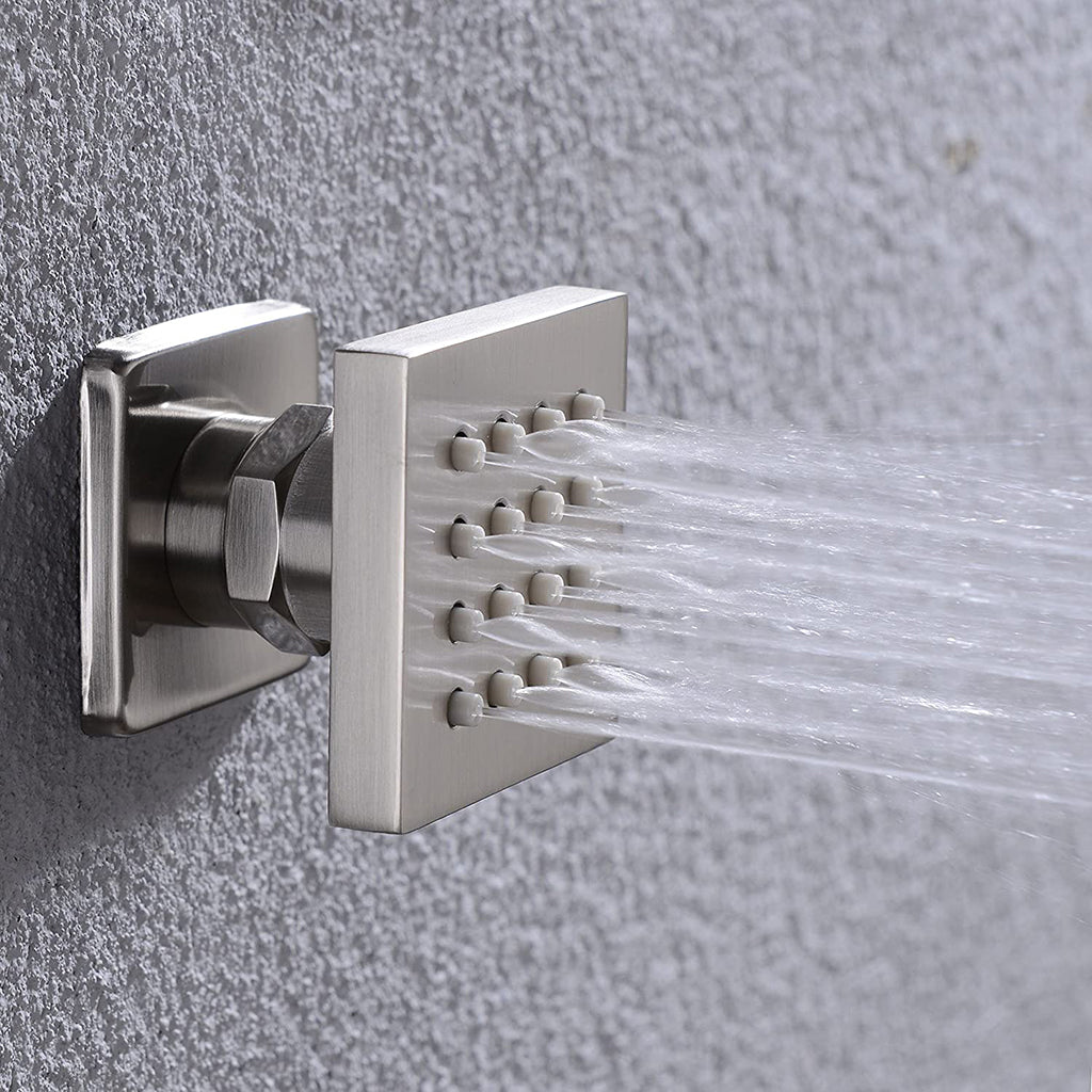 Cubic Shower Jet - Wall Mount - 2" Brass/Brushed Nickel