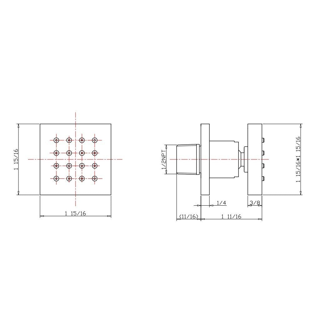 Cubic Shower Jet - Wall Mount - 2" Brass/Brushed Nickel