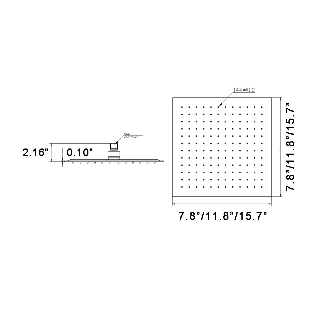 Luk 2 Sharp Nozzle Shower Head - Wall Or Ceiling Mount
