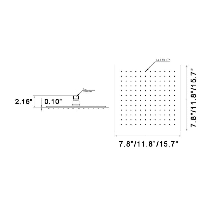 Luk 2 Sharp Nozzle Shower Head - Wall Or Ceiling Mount