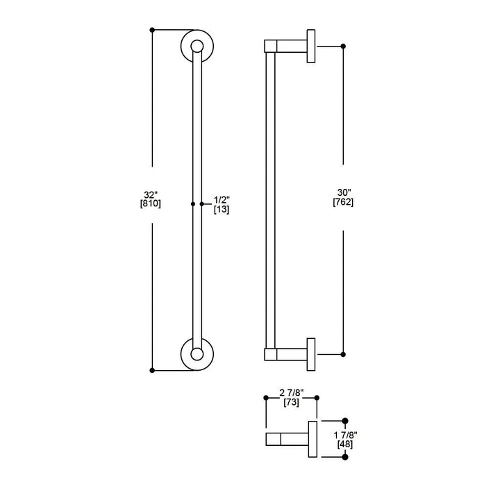 Metro Single Towel Bar - Wall Mount - 30" Brass/Brushed Nickel