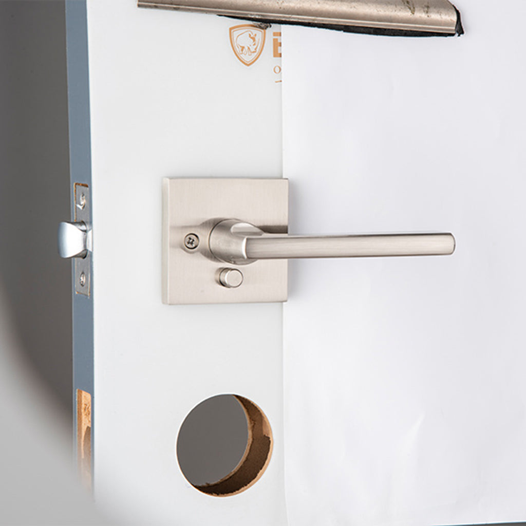 Princeton Square Privacy Door Leverset - Single Hole - 4" Zinc/Polished Chrome