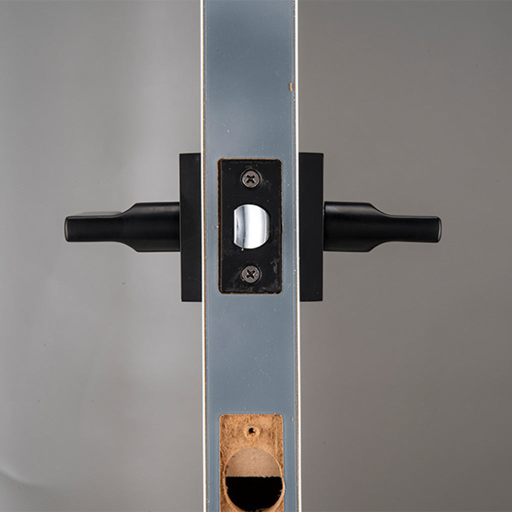 Princeton Square Passage Door Leverset - Single Hole - 4" Zinc/Matt Black