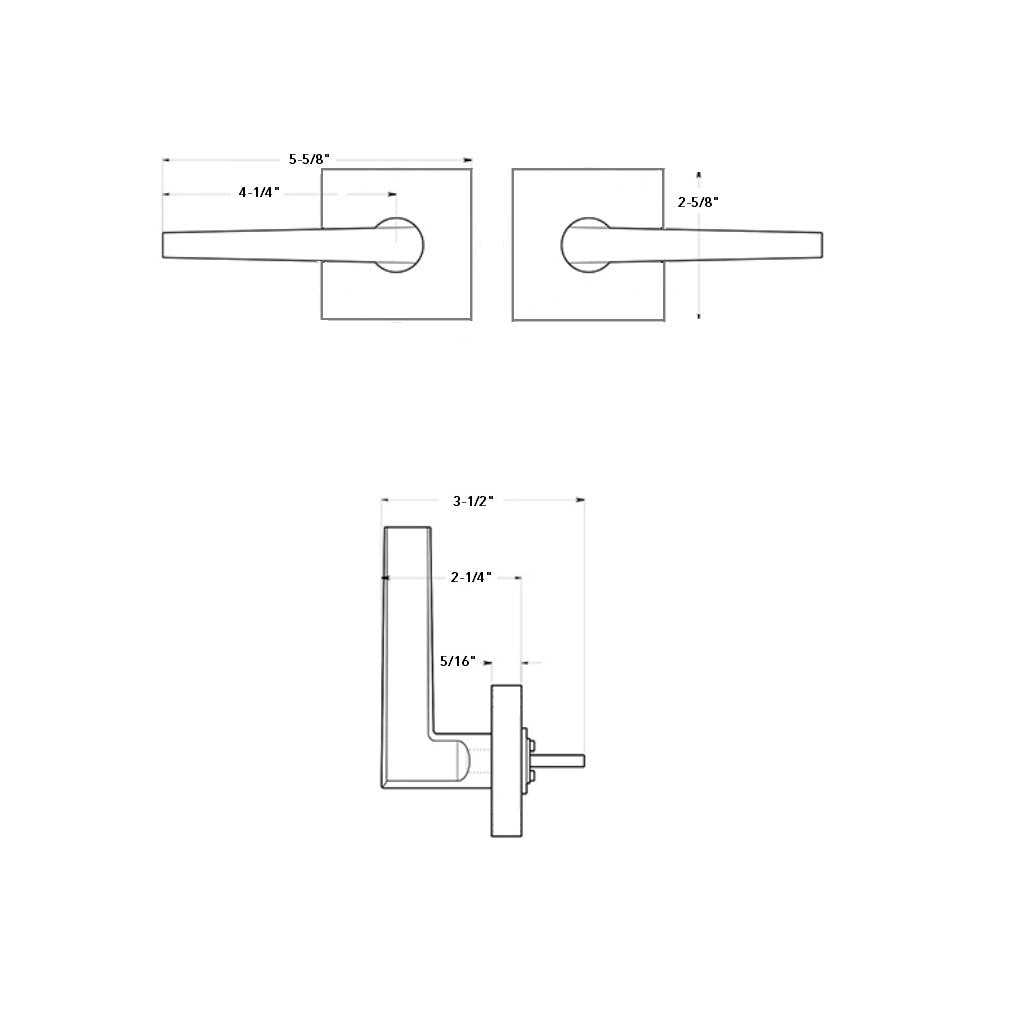 Princeton Half Dummy Door Leverset - Single Hole - 4" Zinc/Matt Black