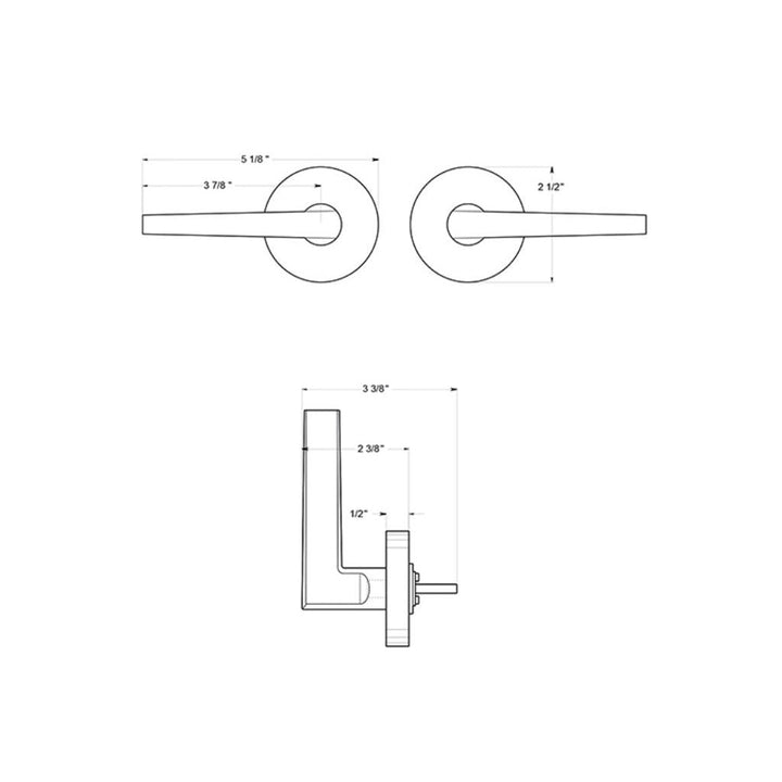 Princeton Half Dummy Door Leverset - Single Hole - 5" Zinc/Matt Black
