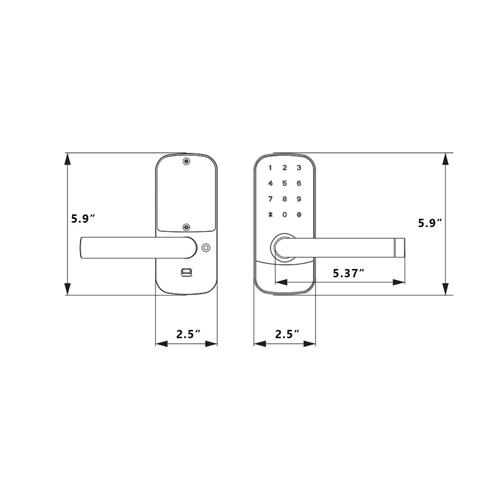 Focus RH Smart Locks - Door Mount - 6" Brass/Black