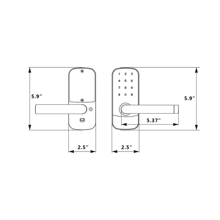 Focus RH Smart Locks - Door Mount - 6" Brass/Black