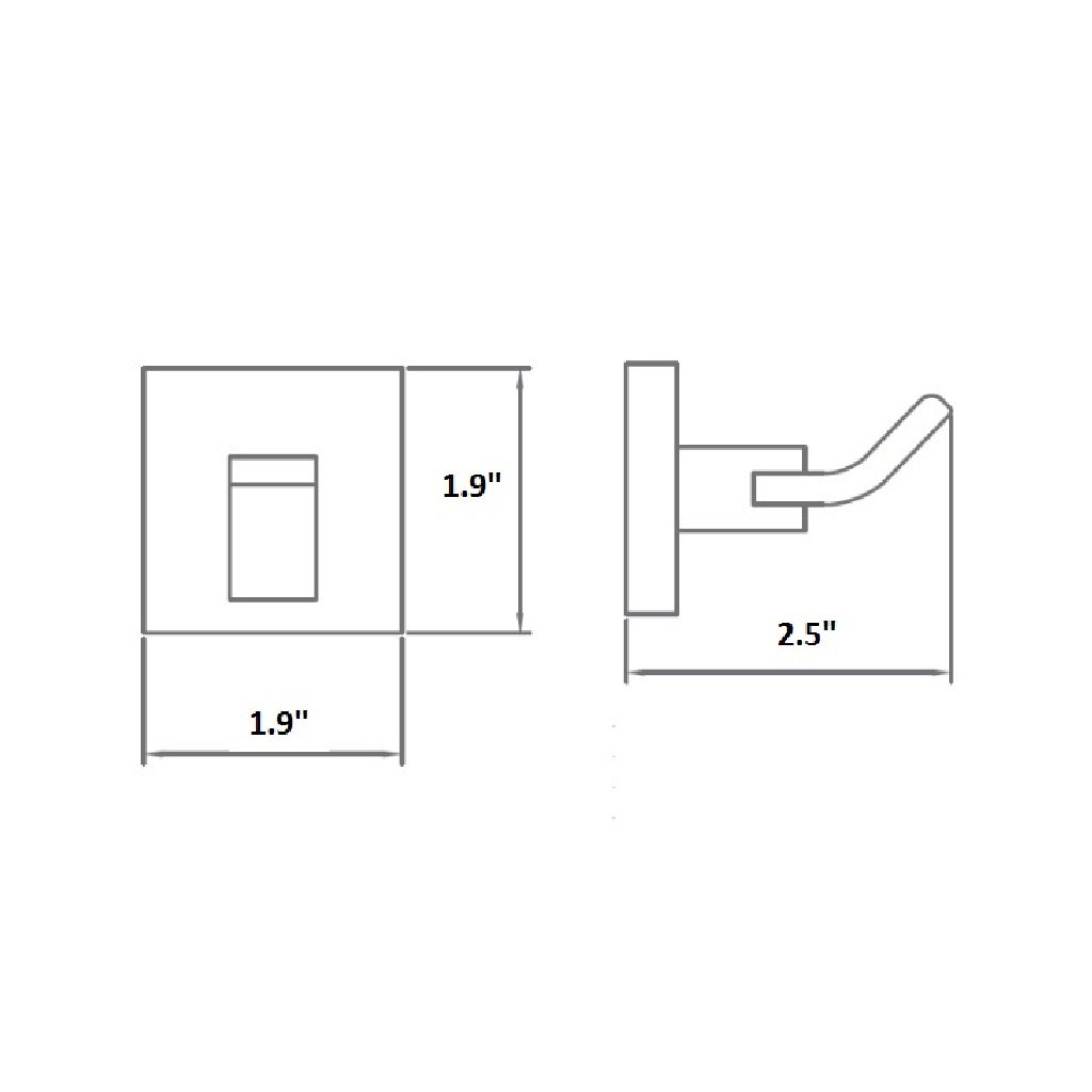 Line Single Hook - Wall Mount - 2" Brass/Satin Brass