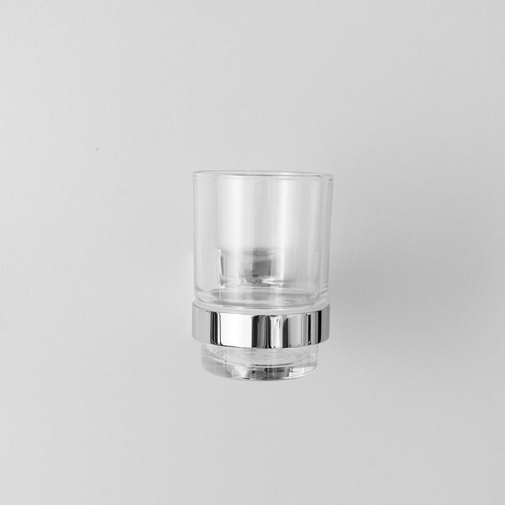 Line Toothbrush Holder - Wall Mount - 4" Brass/Glass/Polished Chrome