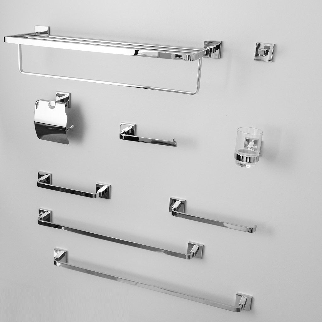 Line Toothbrush Holder - Wall Mount - 4" Brass/Glass/Polished Chrome