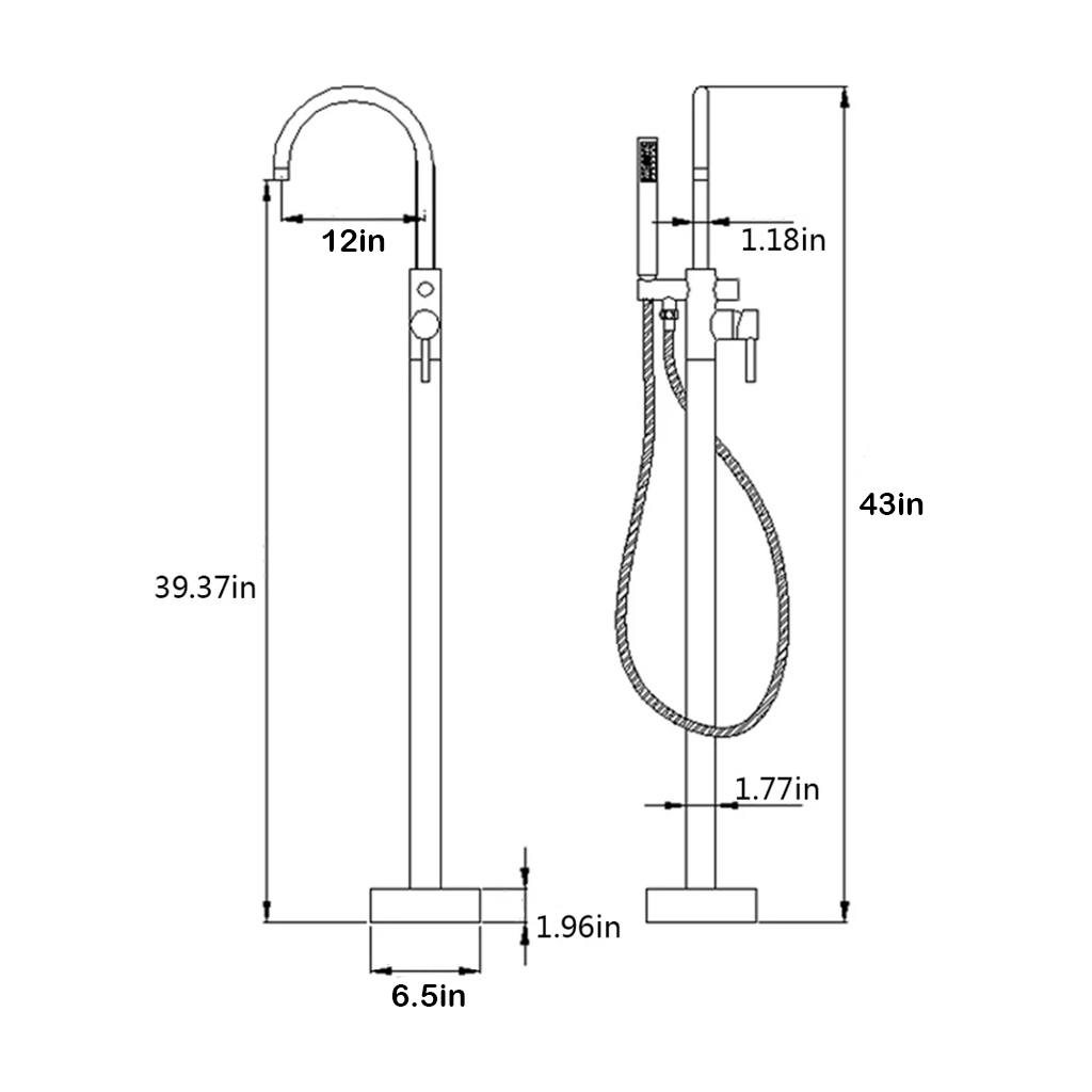 Metro Tub Faucet - Free Standing - 43" Brass/Polished Chrome